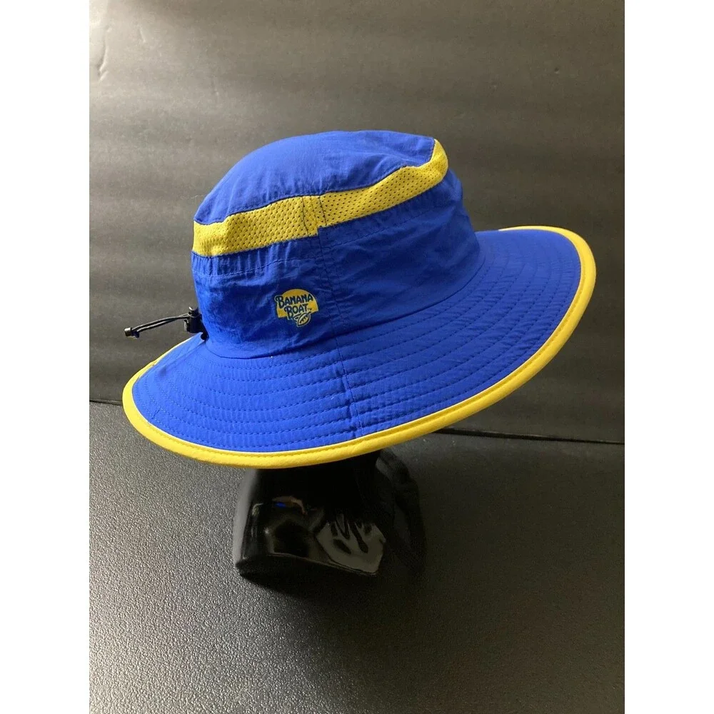 BANANA BOAT SUNSCREEN SUN HAT SPF 50 SIZE 4-6X 100% NYLON BLUE/YELLOW